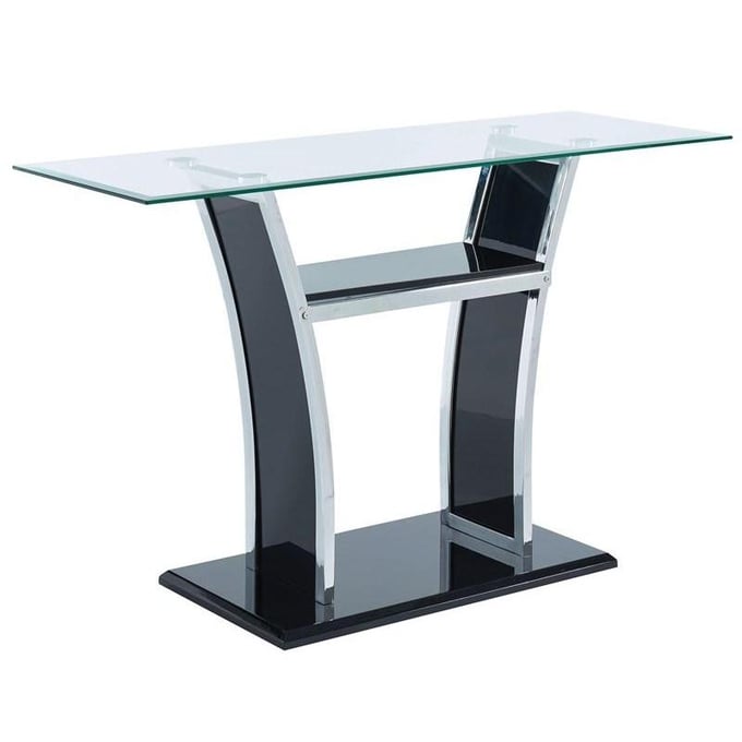 Furniture of America Staten Glossy Black Chrome Sofa Table FOA-CM4372BK-S-PK