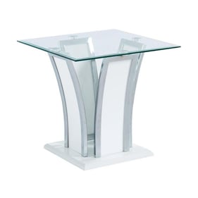 Furniture of America Staten Glossy Glossy White Chrome End Table