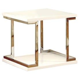 Furniture of America Meda Chrome White End Table