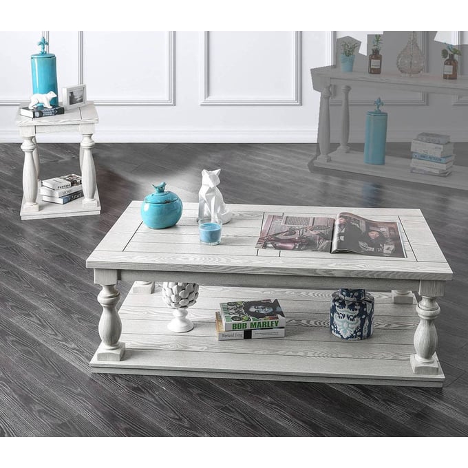 Furniture of America Arlington Antique White 3pc Coffee Table Set FOA-CM4520-OCT-S1