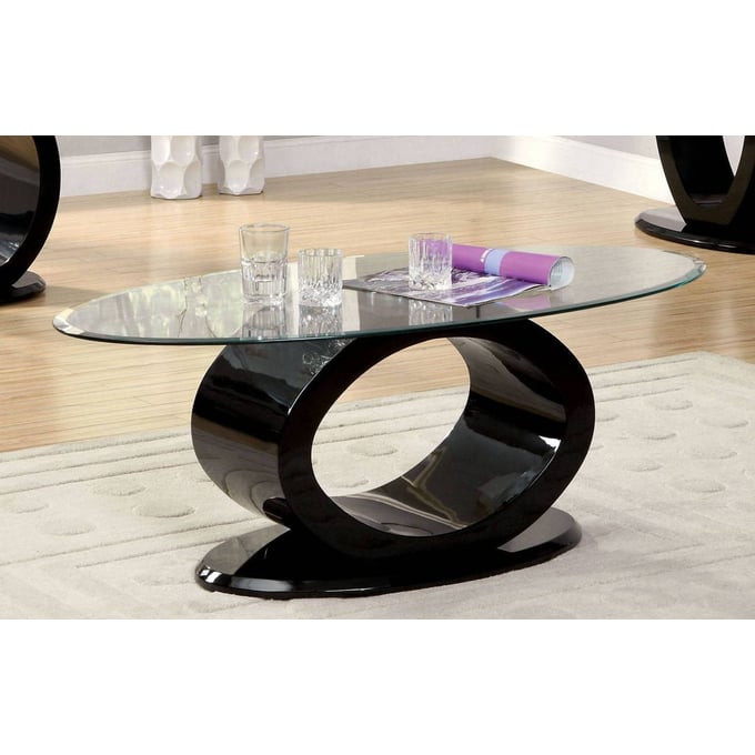 Furniture of America Lodia Black Coffee Table FOA-CM4825BK-C