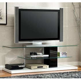 Furniture of America Neapoli Black White 63 Inch Glass Top TV Console