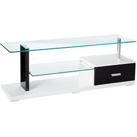 Furniture of America Egaleo Black White 55 Inch Glass Top TV Console