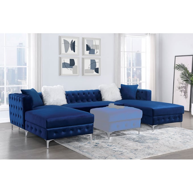 Furniture of America Ciabattoni Navy Sectional FOA-CM6256NV-SECT