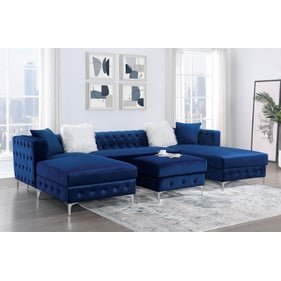 Furniture of America Ciabattoni Navy Sectional with Ottoman