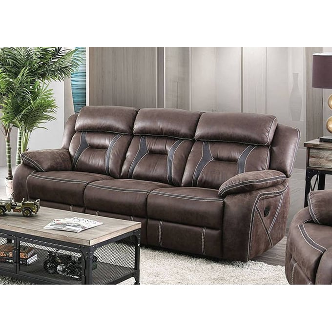 Furniture of America Chapmin 69.5 in. Dark Brown Faux Leather 2