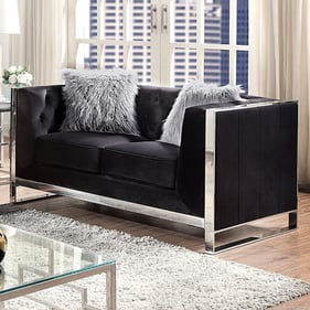 Furniture of America Evadne Black Loveseat with Pillows