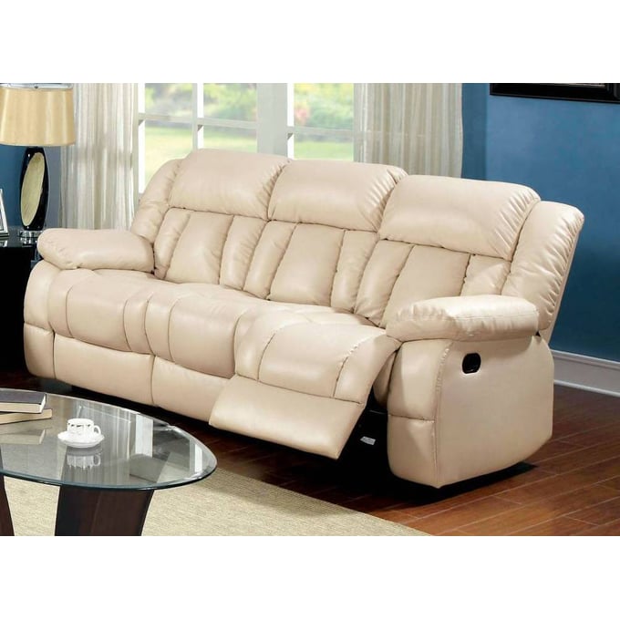 Reclining Sofa(3/3) in Beige, 88 - 3 Cushion Sofa by Bassett Furniture