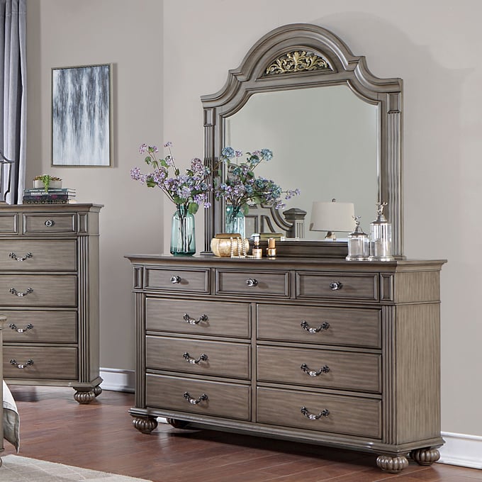 Furniture Of America Syracuse Gray Dresser And Mirror FOA-CM7129GY-DRMR