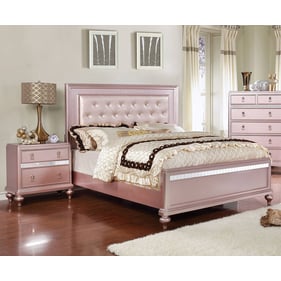 Furniture Of America Ariston Rose Pink Tufted 4pc Bedroom Set With Full Bed