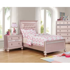 Furniture Of America Ariston Rose Pink Tufted 4pc Bedroom Set With Twin Bed