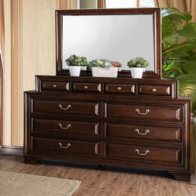 Furniture of America Brandt Brown Cherry Dresser and Mirror