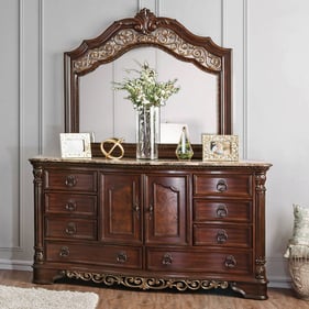 Furniture of America Menodora Brown Cherry Dresser and Mirror