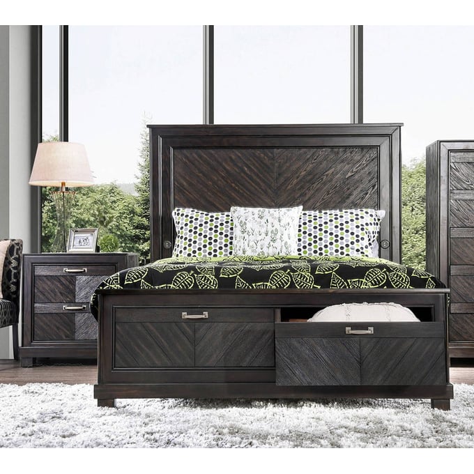 Furniture Of America Argyros Espresso 4pc Bedroom Set With King Bed FOA-CM7315-BR-S2