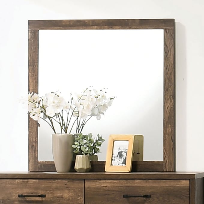 Furniture of America Duckworth Light Walnut Mirror FOA-CM7319WN-M