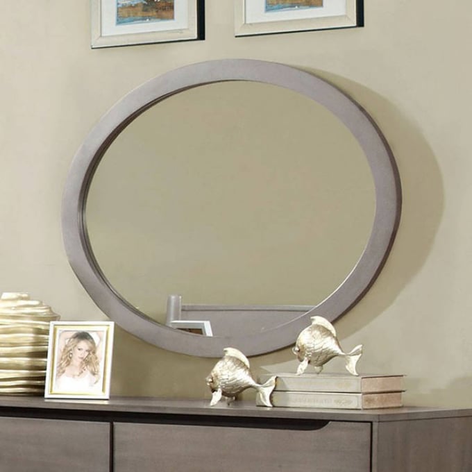 Furniture of America Lennart Gray Oval Mirror FOA-CM7386GY-MO