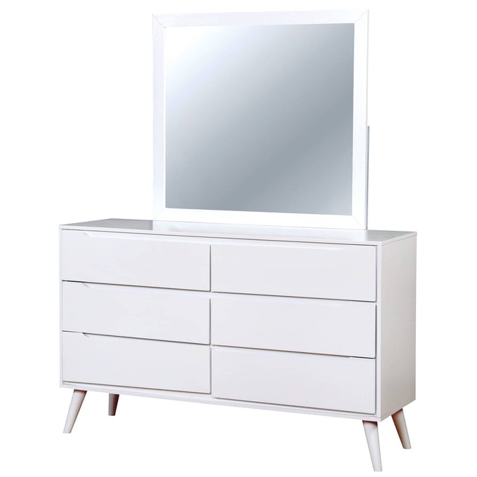 Furniture Of America Lennart White Dresser And Mirror FOA-CM7386WH-M-DRMR