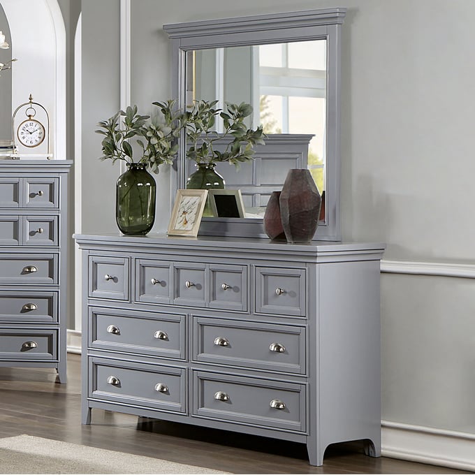 Furniture Of America Castlile Gray Dresser And Mirror FOA-CM7413GY-DRMR