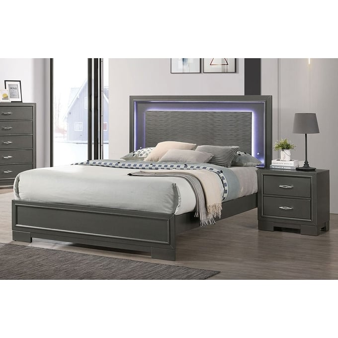 Furniture Of America Alison Dark Walnut 2pc Bedroom Set With Queen Bed FOA-CM7416GY-BR-S4