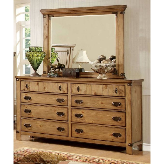 Furniture of America Pioneer Dresser and Mirror FOA-CM7449-DRMR