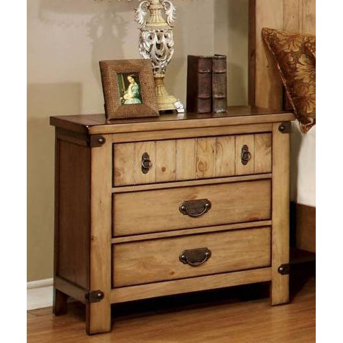 Furniture of America Pioneer Weathered Elm Night Stand FOA-CM7449N