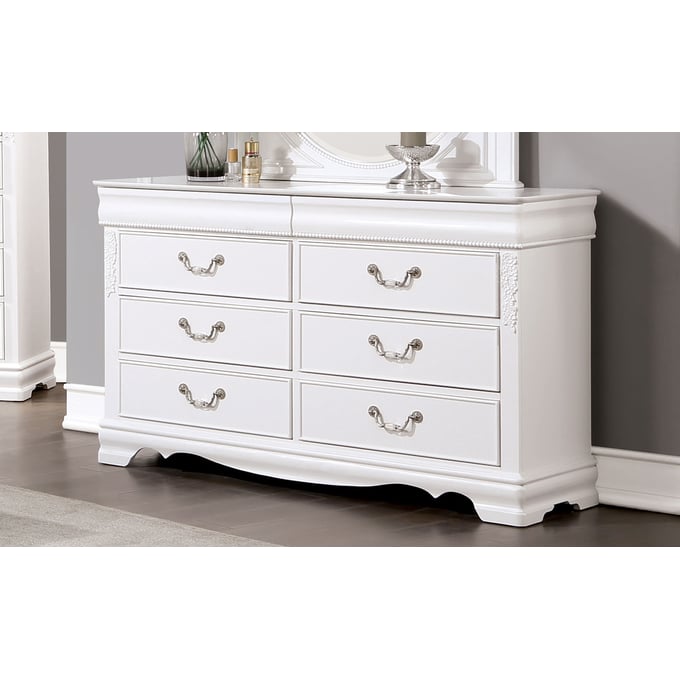 Furniture of America Alecia White Dresser FOA-CM7458WH-D