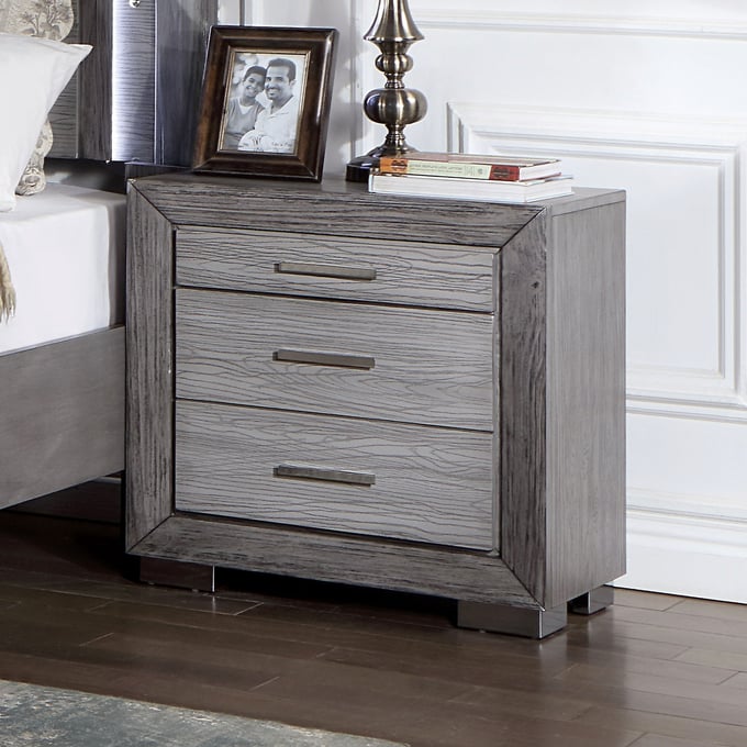 Furniture of America Raiden Gray USB Night Stand FOA-CM7468GY-N