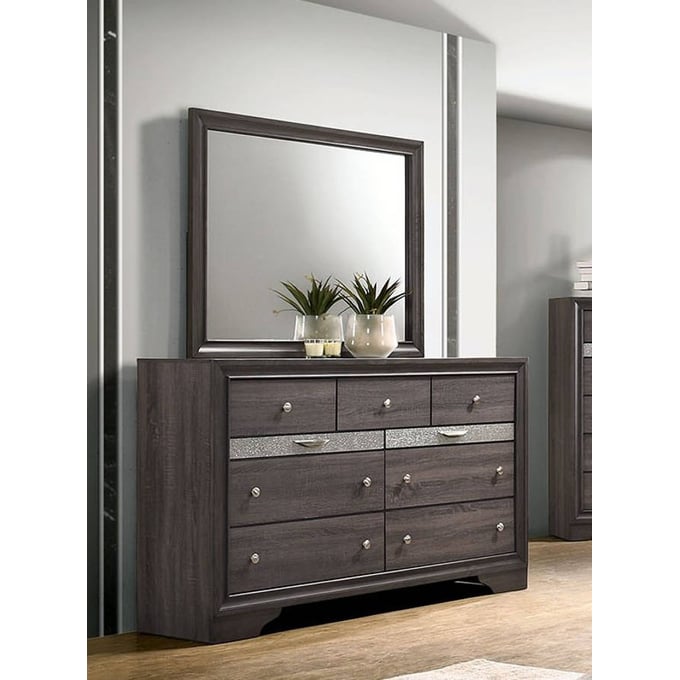 Furniture Of America Chrissy Gray Dresser and Mirror FOA-CM7552GY-DRMR