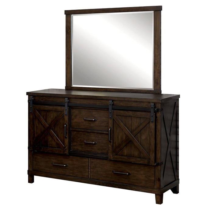 Furniture of America Bianca Dark Walnut Dresser and Mirror FOA-CM7734-DRMR