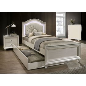 Furniture Of America Allie Pearl White 2pc Bedroom Set With Twin Trundle Be...