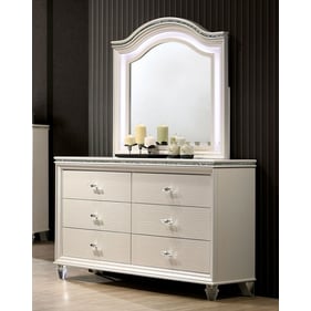 Furniture Of America Allie Pearl White Dresser and Mirror