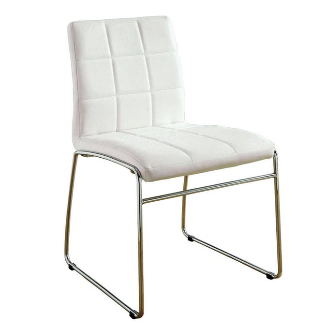 2 Furniture of America Oahu White Side Chairs FOA-CM8320WH-SC-2PK