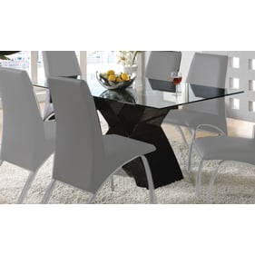 Furniture of America Wailoa Black Dining Table With Clear Glass Top