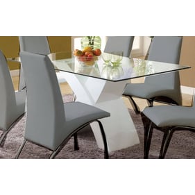 Furniture of America Wailoa White Dining Table With Clear Glass Top