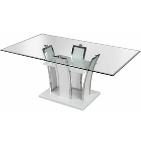 Furniture of America Glenview White Chrome Glass Top Dining Table