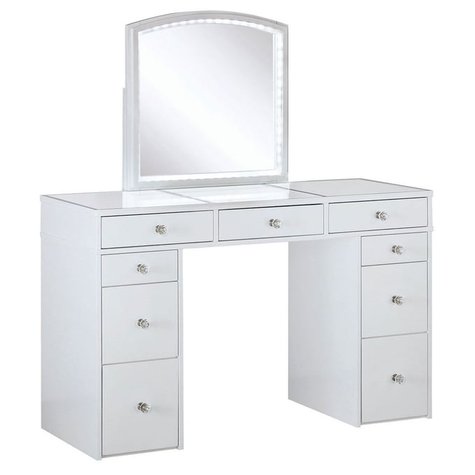 Louise white vanity with outlet stool