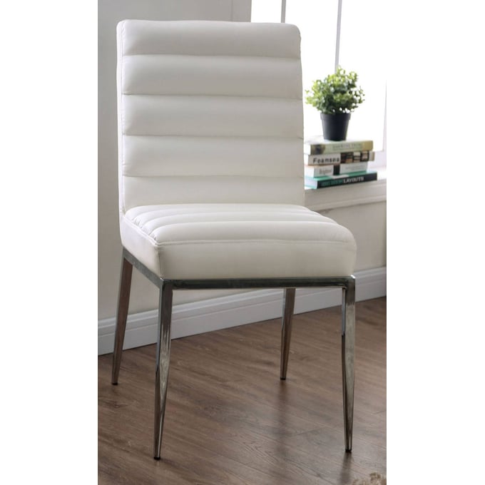 2 Furniture of America Cilegon White Side Chairs FOA-FOA3746SC-2PK