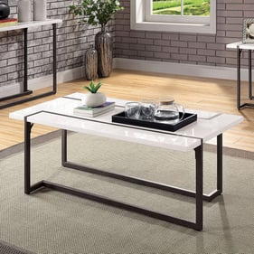 Furniture of America Izar White Gun Metal Coffee Table