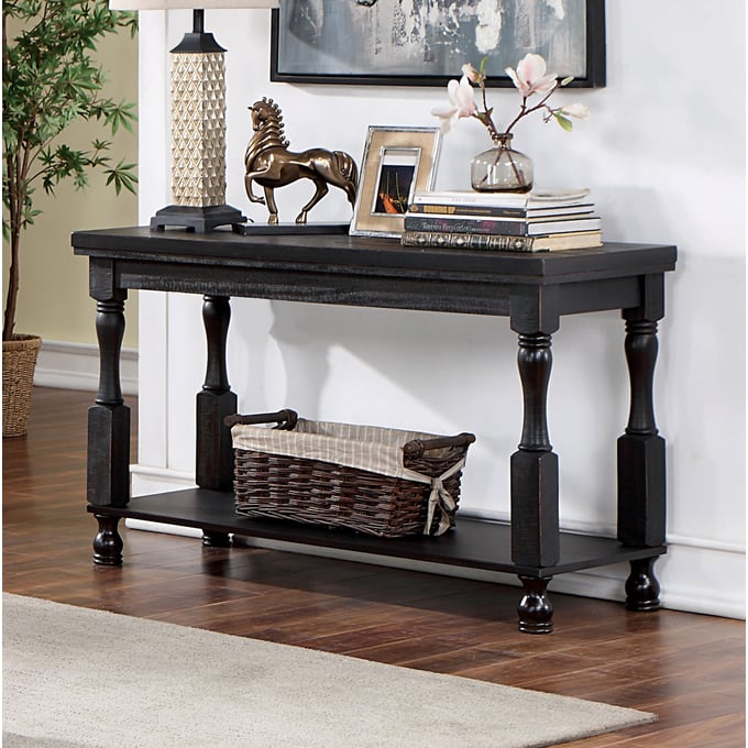 Furniture of America Calandra Antique Black Sofa Table FOA-4908BK-S