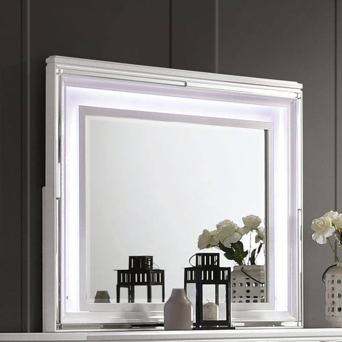 Furniture of America Emmeline White LED Mirror FOA-7147WH-M