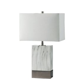 Furniture of America Faith White Marble Silver 20 Inch Steel Table Lamp