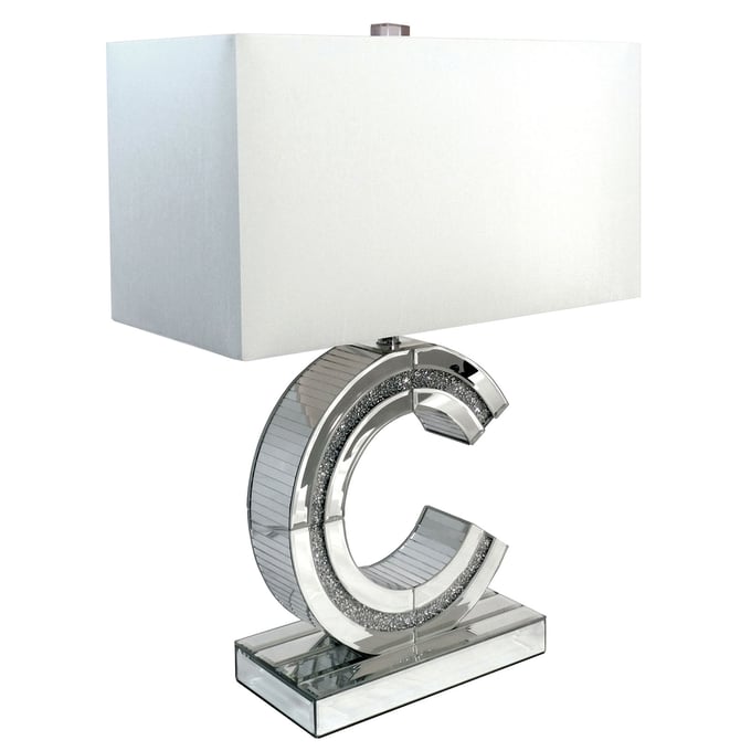 Furniture of America Cora Silver White Table Lamp FOA-L74005