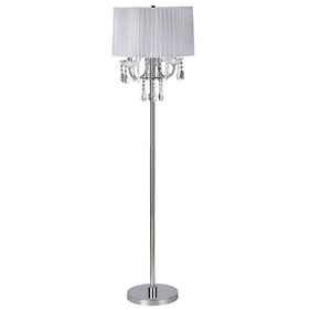 Furniture of America Jada Chrome White Floor Lamp