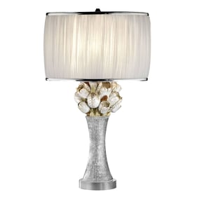 Furniture of America Simone White Silver Table Lamp