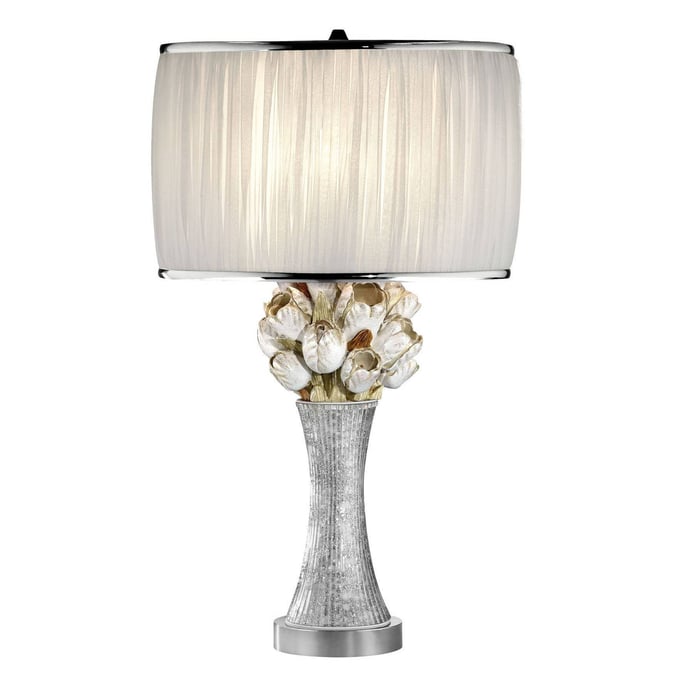 Furniture of America Simone White Silver Table Lamp FOA-L95508T