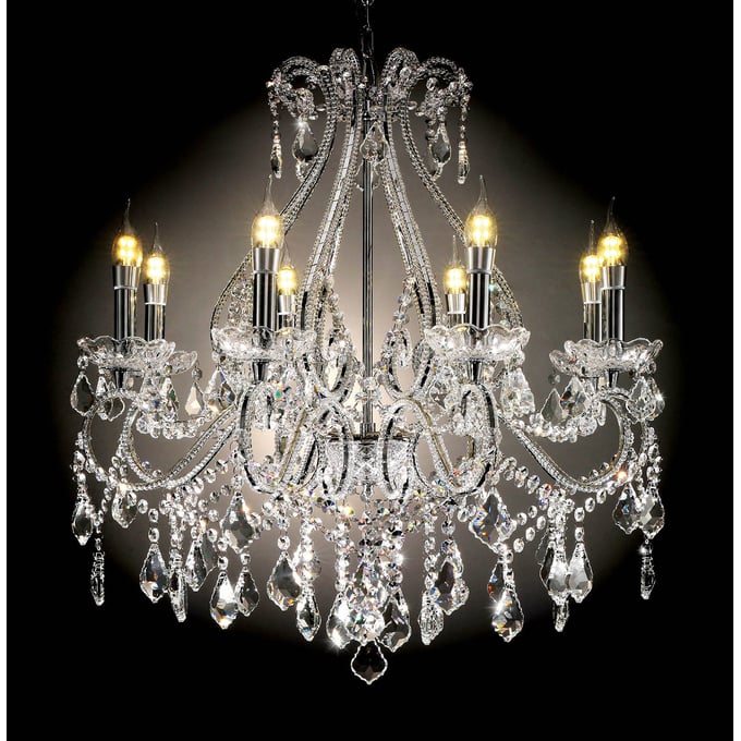 Furniture of America Jen Clear Hanging Crystal Ceiling Lamp FOA-L9802H