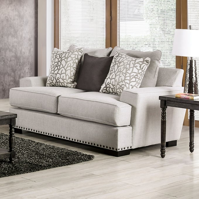 Furniture of America Picotee Light Gray Black Loveseat FOA-SM1279-LV