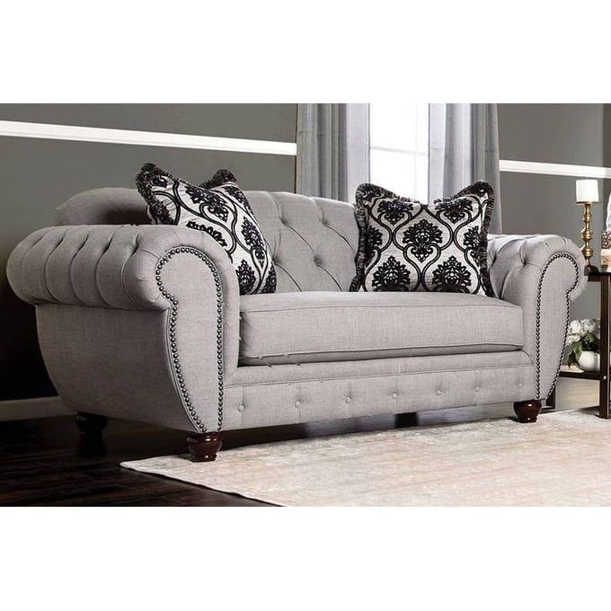 Furniture of America Viviana Gray Black Loveseat FOA-SM2291-LV