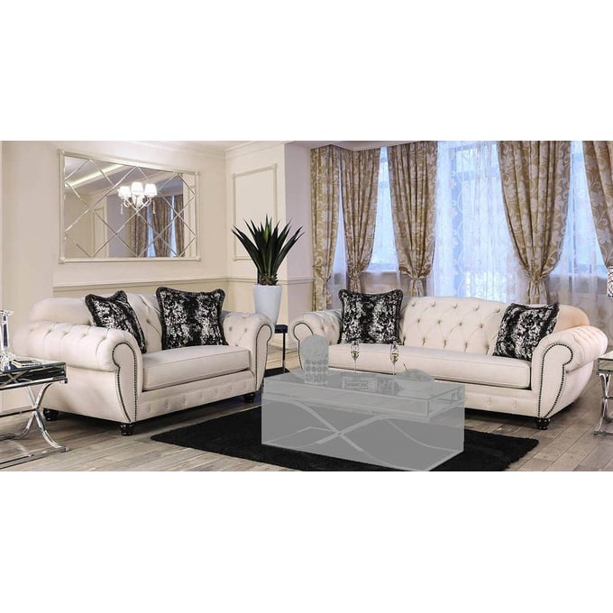 Furniture of America Gilda Beige 2pc Living Room Set FOA-SM2292-2PC