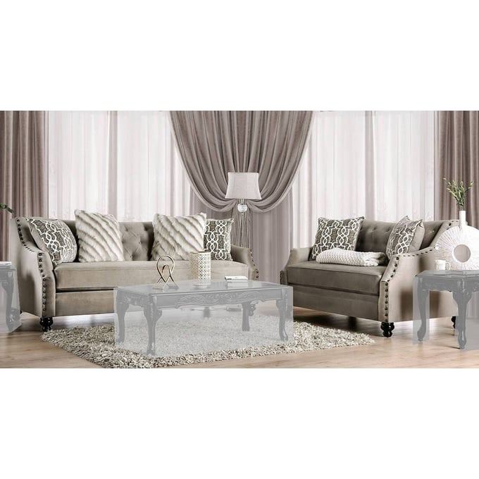 Furniture of America Ezrin Light Brown 2pc Living Room Set FOA-SM2668-2PC